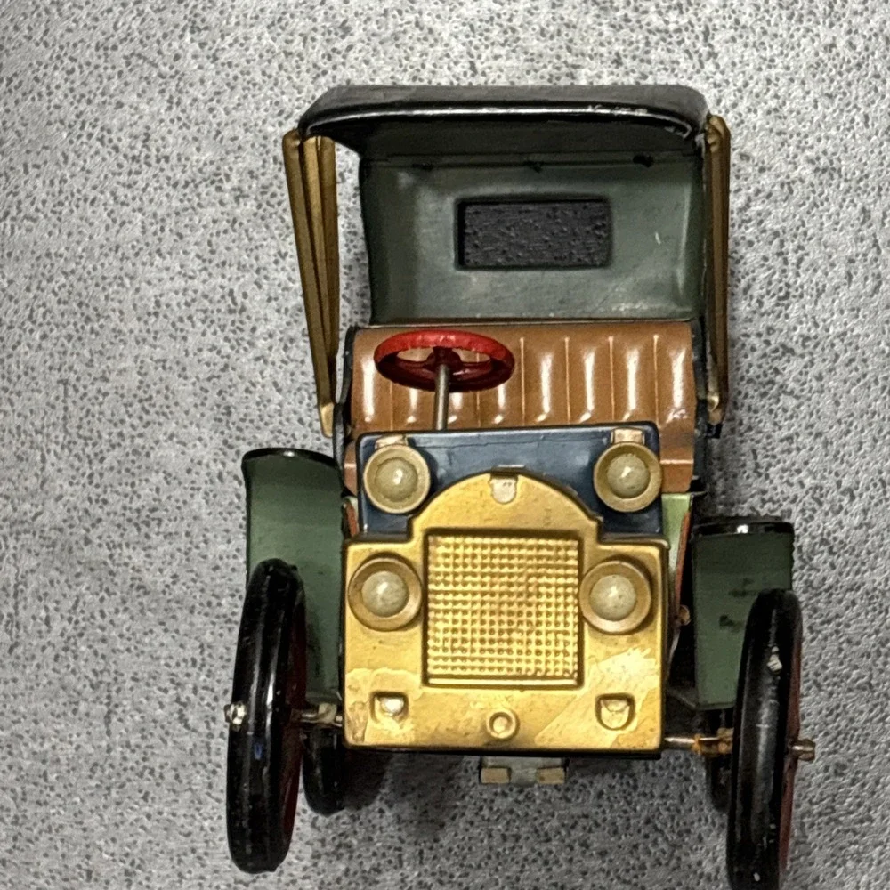 VTG Japan Early 1900s Antique Style Tin Litho Touring Car Windup Automobile Toy